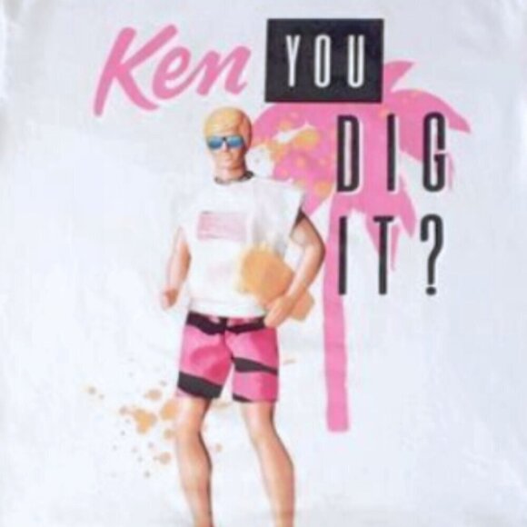 NWOT Barbie Mattel white “Ken You Dig It?” graphic t-shirt, M - Picture 2 of 6